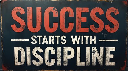 Motivational gym quote emphasizing that success starts with discipline