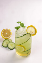 Cucumber Lemonade in a Glass for Detox.