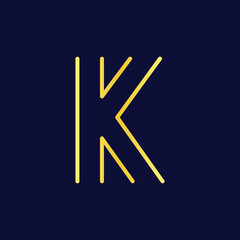 Modern Minimalist K Initial Logo in Gold