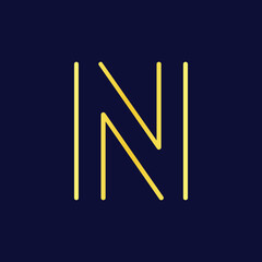 Modern Minimalist N Initial Logo in Gold