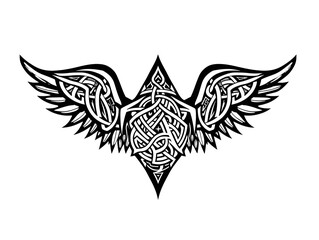 Obraz premium Winged Shield very simple traditional tattoo flash styles illustration