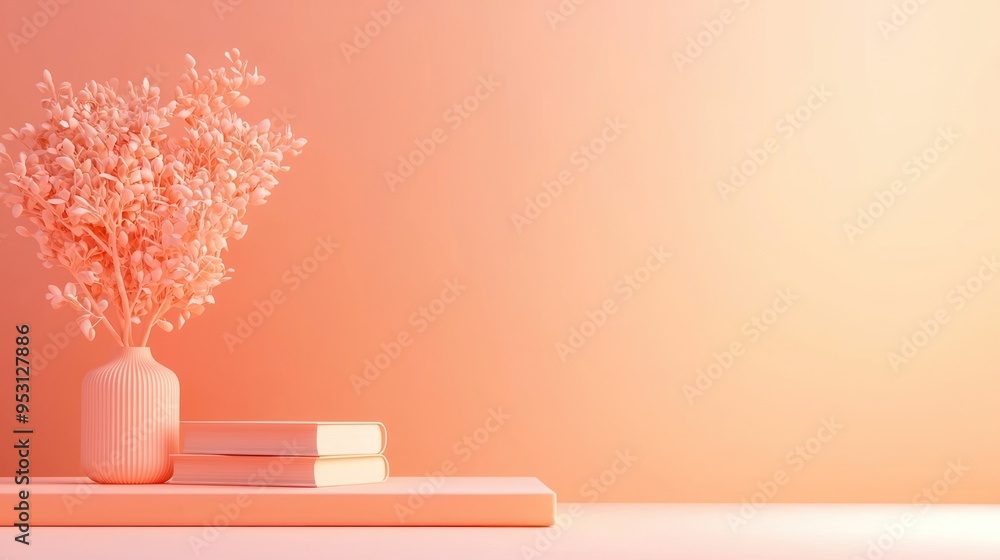 Aufkleber sunlit minimal geometric forms in abstract 3d render with vivid colors and soothing tones on warm gr