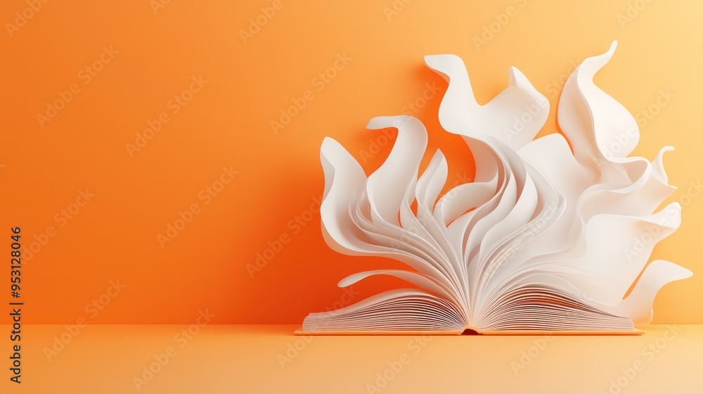 Aufkleber vivid sunlit abstract 3d render with realistic book and minimalistic forms in high detail 8k resolut