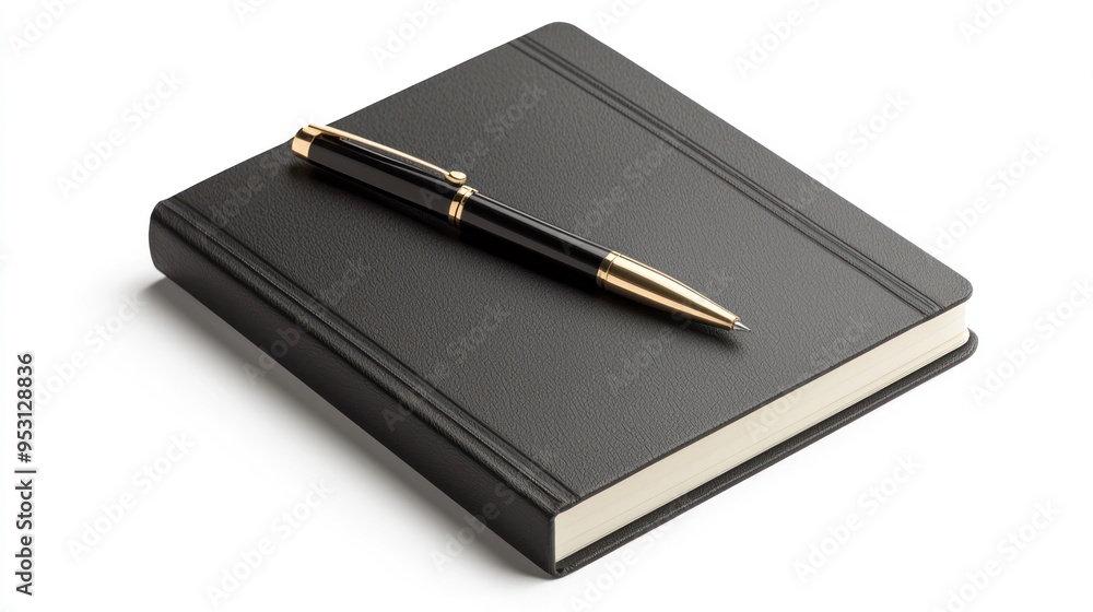 Poster modern pen set and closed notebook - creative workspace concept, generative ai