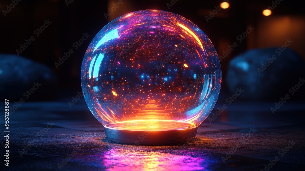 Poster 3d render realistic cloud illuminated from inside with colorful neon light clip art isolated on blac