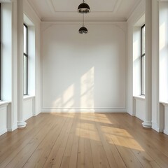Obraz premium white and wooden empty office hall