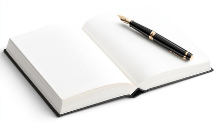 Vintage Fountain Pen Writing in Open Diary with Bookmark - 8K High Detail Realistic Stock Photo, generative AI