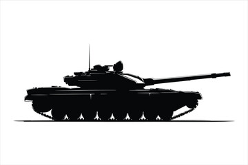 Modern heavy tank military tank silhouette isolated on white background