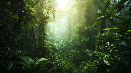 Obraz premium an image of a dense forest with a sense of mystery and wonder