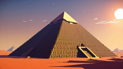 Pixel Art Illustration: Pyramids in the Desert