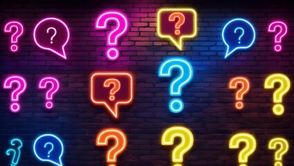 Abstract Neon Sign Design for Question Themes