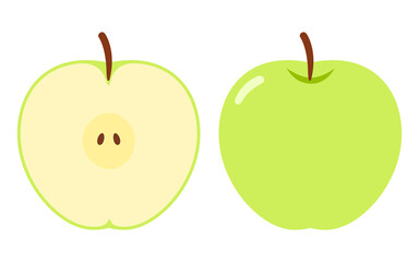 青りんごと断面のイラスト