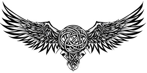 Fototapeta premium Winged Wheel very simple traditional tattoo flash styles illustration