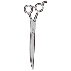 トリミング用のハサミ（トリミングシザー）の手描きイラスト