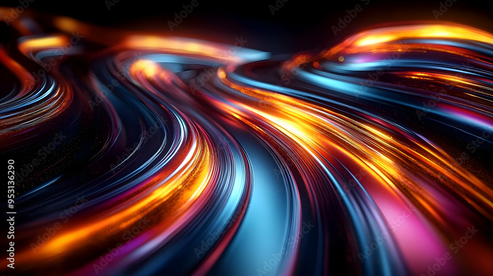 Poster abstract background with glowing lines and swirling shapes