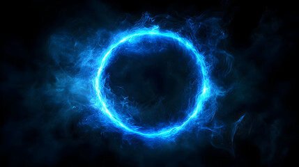 Abstract Blue Energy Ring -  Digital Art Background