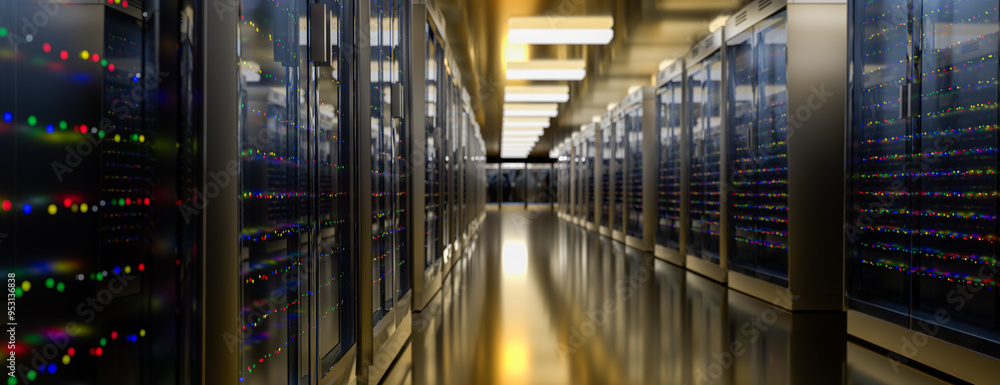 Poster server. server data center. backup, mining, hosting, mainframe, farm and computer rack with storage 