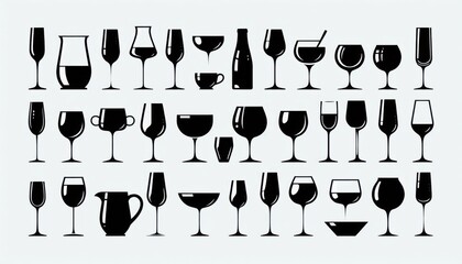 set of wine glasses silhouettes 
