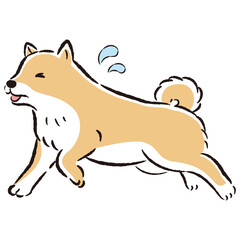 困った表情で逃げる犬のイラスト