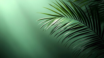 Green Palm Leaf Close Up with Light Rays