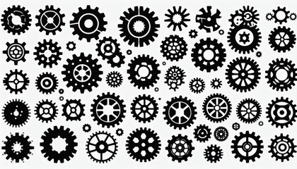 gears silhouettes set