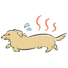 暑くて困った表情の犬のイラスト