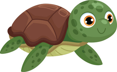 Baby turtle cartoon icon. Green sea animal