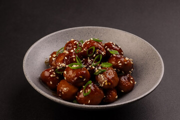 Mongolian Glazed Meatballs with Mongolian Sauce.