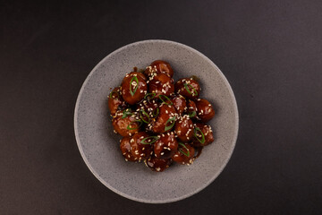 Mongolian Glazed Meatballs with Mongolian Sauce.