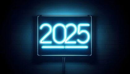 New year font 2025 neon effect text background