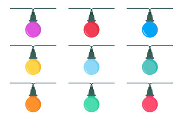 Christmas lights bulbs isolated on white background