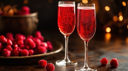 Elegant Classic Kir Royale Cocktail in Stylish Champagne Flute