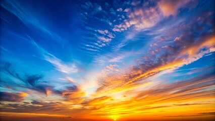 Fototapeta premium Beautiful sky gradient from blue to orange during sunset