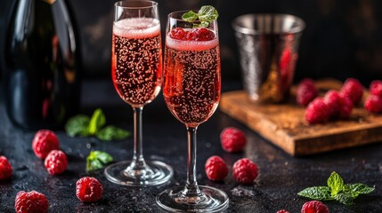Elegant Kir Royale Cocktail in a Stylish Champagne Flute