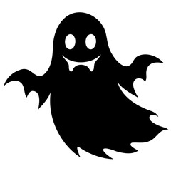 A Halloween ghost black silhouette vector illustration Isolated on a white background