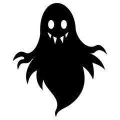 A Halloween ghost black silhouette vector illustration Isolated on a white background