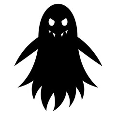 A Halloween ghost black silhouette vector illustration Isolated on a white background