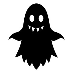 A Halloween ghost black silhouette vector illustration Isolated on a white background