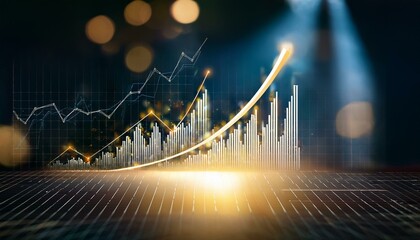 The 3d growth business graph on success financial represents profit and revenue growth