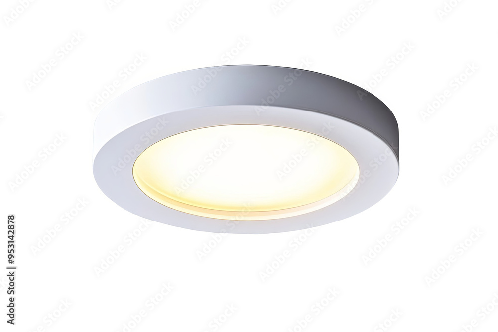 Wall mural a white recessed ceiling light fixture with a round shape and a warm white light output.