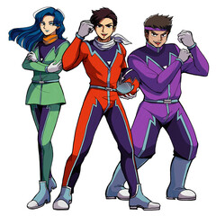 レトロな特撮やロボットアニメのヒーロー・決めポーズ全身立ち絵