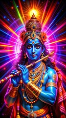 Obraz premium Lord Krishna neon color