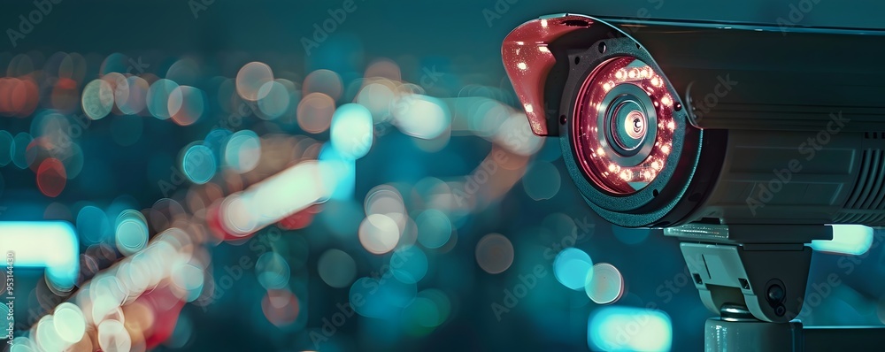 Poster ai driven surveillance bypass with hidden algorithms amid urban night lights