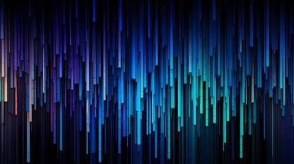 Obraz premium Vertical neon lines in varying shades of blue create a dynamic and modern abstract background.