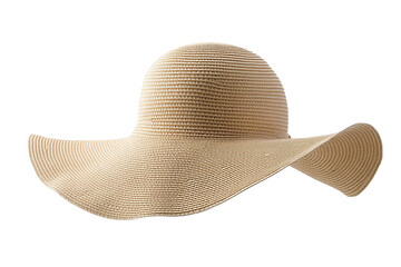A beige woven sun hat with a wide brim.