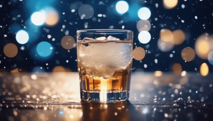 glass of beer with ice