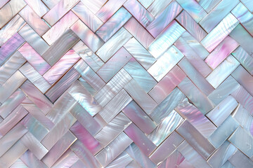 Full frame background of mother of pearl in herringbone design. High quality photo


