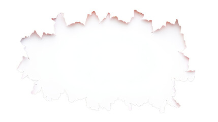 White cloud shape with a burnt edge on a white transparent background.