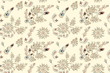 Ikat tribal Indian seamless pattern. Ethnic Aztec fabric carpet mandala ornament native boho chevron textile.Geometric African American oriental traditional vector illustrations. Embroidery style.