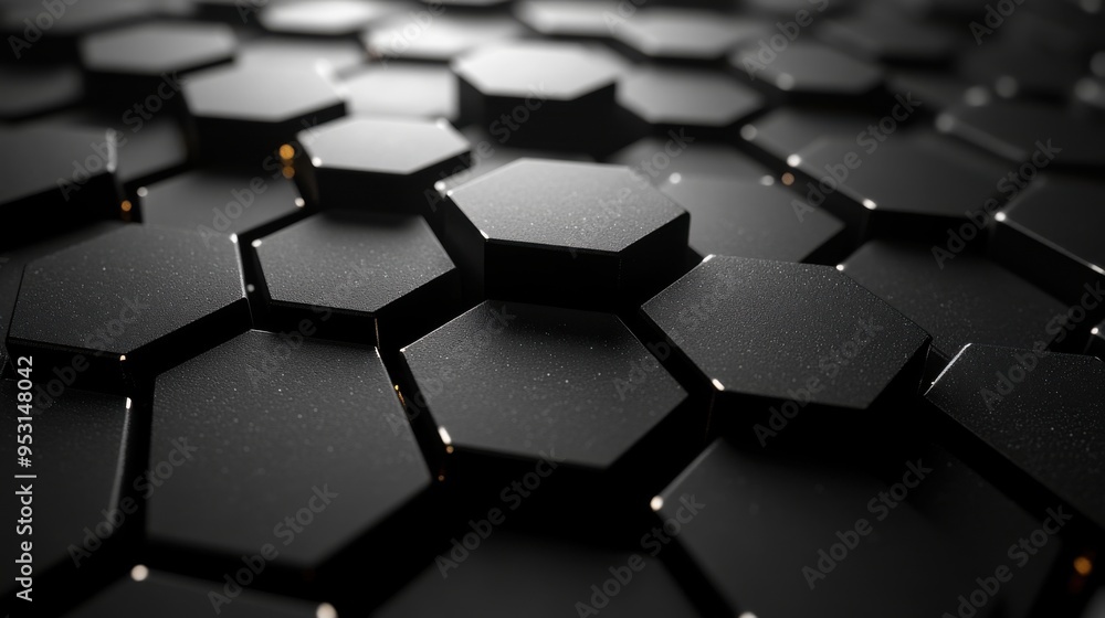 Poster abstract minimalist black background flat geometric pentagon shapes rotate spin view from above 3d a